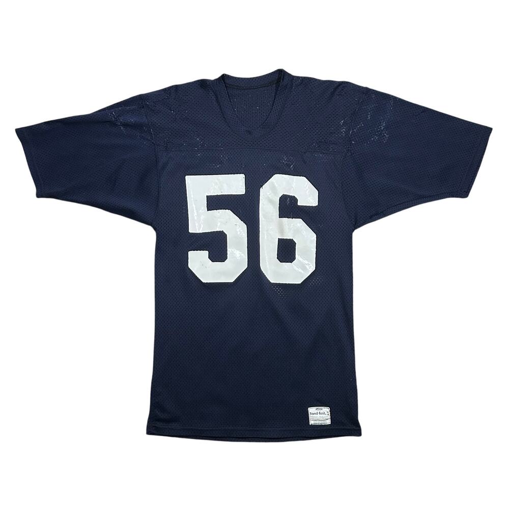 Vintage 70s Sand Knit Football Jersey #56 USA Mesh Navy Practice Shirt M